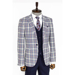 Remi Slim Fit Plaid 3-Piece Vested Suit // Navy + White (Euro: 52)