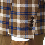 Franco Slim Fit Plaid 3-Piece Vested Suit // Brown + White + Navy (Euro: 52)
