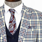 Remi Slim Fit Plaid 3-Piece Vested Suit // Navy + White (Euro: 52)