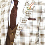 Weston Slim Fit Plaid 3-Piece Vested Suit // Brown + White (Euro: 50)