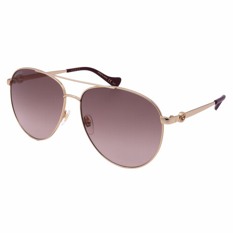 Gucci // Women's GG1088S-002 Aviator Sunglasses // Gold +Gold Brown