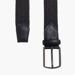 Leather Detailed Elastic Knitted Belt // Black (41.3")