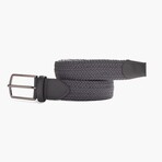 Leather Detailed Elastic Knitted Belt // Gray (41.3")