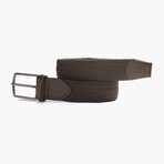 Leather Detailed Elastic Knitted Belt // Khaki (41.3")