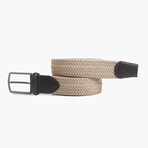 Leather Detailed Elastic Knitted Belt // Beige (41.3")