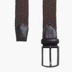 Leather Detailed Elastic Knitted Belt // Brown (41.3")
