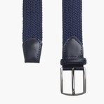Leather Detailed Elastic Knitted Belt // Navy (41.3")