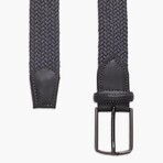 Leather Detailed Elastic Knitted Belt // Gray (41.3")