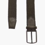 Leather Detailed Elastic Knitted Belt // Khaki (41.3")