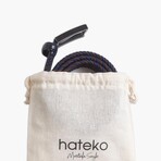 Leather Detailed Elastic Knitted Belt // Navy + Brown (41.3")