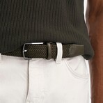 Leather Detailed Elastic Knitted Belt // Khaki (41.3")