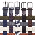 Leather Detailed Elastic Knitted Belt // Navy (41.3")