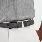 Leather Detailed Elastic Knitted Belt // Gray (41.3")