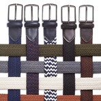 Leather Detailed Elastic Knitted Belt // Gray (41.3")