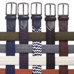 Leather Detailed Elastic Knitted Belt // Ecru (41.3")
