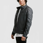 Achilles Racer Leather Jacket // Charcoal Gray (Standard Midweight // X-Small)