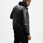 Icarus Aviator Leather Jacket // Midnight Black + Black Wool Collar (Standard Midweight // X-Small)