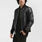 Odysseus Bomber Leather Jacket // Midnight Black (Standard Midweight // X-Small)