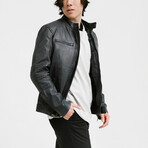 Achilles Racer Leather Jacket // Charcoal Gray (Standard Midweight // X-Small)