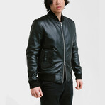 Odysseus Bomber Leather Jacket // Midnight Black (Standard Midweight // X-Small)