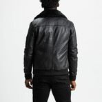 Icarus Aviator Leather Jacket // Midnight Black + Black Wool Collar (Standard Midweight // X-Small)