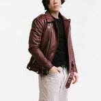 Ares Biker Leather Jacket // Crimson Red (Standard Midweight // X-Small)