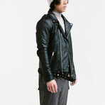 Ares Biker Leather Jacket // Midnight Black (Standard Midweight // X-Small)