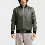 Odysseus Bomber Leather Jacket // Olive Green (Standard Midweight // X-Small)