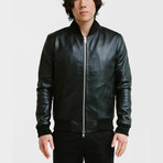 Odysseus Bomber Leather Jacket // Midnight Black (Standard Midweight // X-Small)