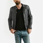 Theseus Racer Leather Jacket // Charcoal Gray (Standard Midweight // X-Small)