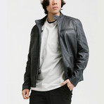 Achilles Racer Leather Jacket // Charcoal Gray (Standard Midweight // X-Small)