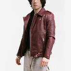 Ares Biker Leather Jacket // Crimson Red (Standard Midweight // X-Small)