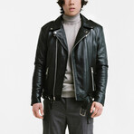 Ares Biker Leather Jacket // Midnight Black (Standard Midweight // X-Small)