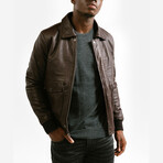 Icarus Aviator Leather Jacket // Metallic Copper Brown + Off-White Wool Collar (Standard Midweight // Large)