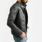 Theseus Racer Leather Jacket // Charcoal Gray (Standard Midweight // X-Small)