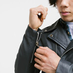 Ares Biker Leather Jacket // Charcoal Gray (Standard Midweight // X-Small)