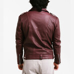 Ares Biker Leather Jacket // Crimson Red (Standard Midweight // X-Small)