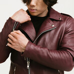 Ares Biker Leather Jacket // Crimson Red (Standard Midweight // X-Small)