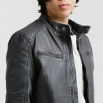 Achilles Racer Leather Jacket // Charcoal Gray (Standard Midweight // X-Small)