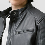 Achilles Racer Leather Jacket // Charcoal Gray (Standard Midweight // X-Small)