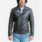 Ares Biker Leather Jacket // Charcoal Gray (Standard Midweight // X-Small)