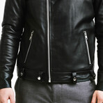 Ares Biker Leather Jacket // Midnight Black (Standard Midweight // X-Small)