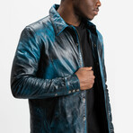 Poseidon Blouson Leather Jacket // Trident Blue (Standard Midweight // Small)
