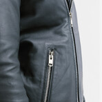 Ares Biker Leather Jacket // Charcoal Gray (Standard Midweight // X-Small)