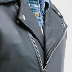 Ares Biker Leather Jacket // Charcoal Gray (Standard Midweight // X-Small)