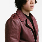 Ares Biker Leather Jacket // Crimson Red (Standard Midweight // X-Small)