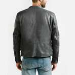 Theseus Racer Leather Jacket // Charcoal Gray (Standard Midweight // X-Small)