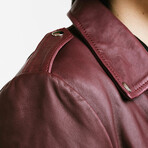 Ares Biker Leather Jacket // Crimson Red (Standard Midweight // X-Small)