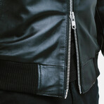 Odysseus Bomber Leather Jacket // Midnight Black (Standard Midweight // X-Small)