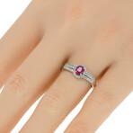 Prestige Selection 18K White Gold Diamond + Ruby Ring // Ring Size: 6.75 // Store Display